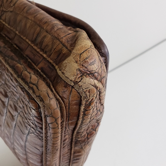 Brahmin Cognac Croc Embossed Leather Crossbody - Picture 9 of 14